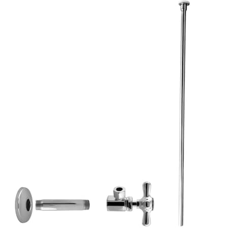 Westbrass Toilet Kit, 1/2" IPS x 3/8" OD x 20" Flat Head in Polished Chrome D103KFHX-26